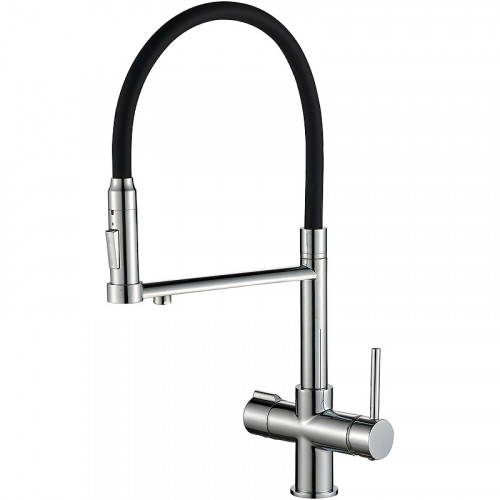 Смеситель для кухни ZorG Steel Hammer SH 2003 CR Хром Черный латунь на столешницу