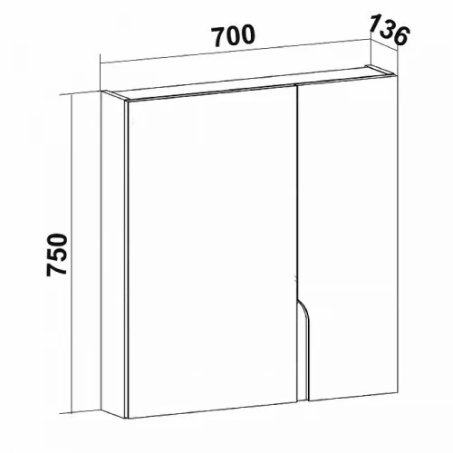 Зеркальный шкаф Runo Стокгольм 70 00-00001127 Белый МДФ / ЛДСП, стекло