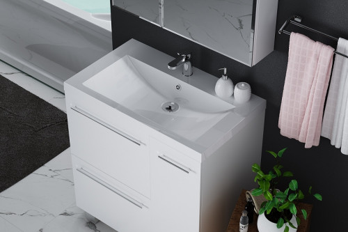 Тумба под раковину 1MarKa Соната 90Н У83680 Белый глянец МДФ / ЛДСП