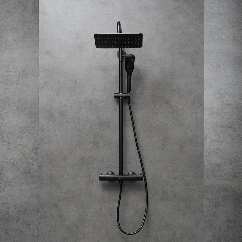 Душевая система Lemark Ursus LM7270BL c термостатом цвет Черный матовый