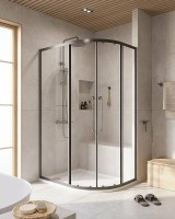 Душевой уголок Cezares Relax-304 120x90 RELAX-304-RH-2-120/90-C-GM профиль Оружейная сталь стекло прозрачное