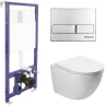 Комплект унитаза Vincea Globo VT1-14S с инсталляцией Berges Novum L3 040213 с сиденьем Микролифт и клавишей смыва Хром фарфор подвесной