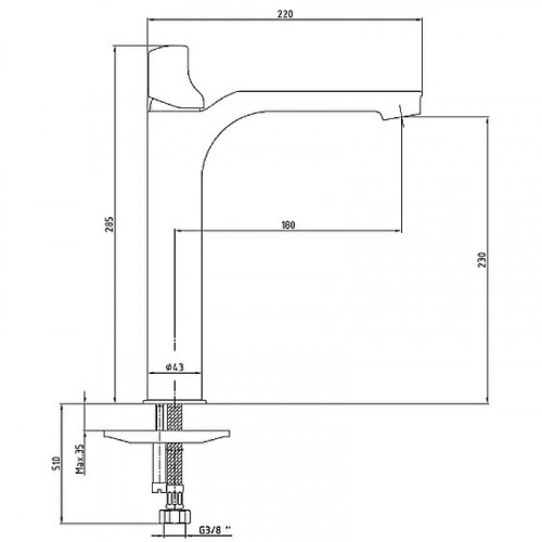 Смеситель для раковины E.C.A. Myra 104508984EX Черный глянец латунь