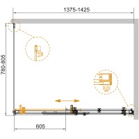 Душевой уголок Cezares Stylus-Soft 140x80 STYLUS-SOFT-AH-1-140/80-C-Cr профиль Хром стекло прозрачное