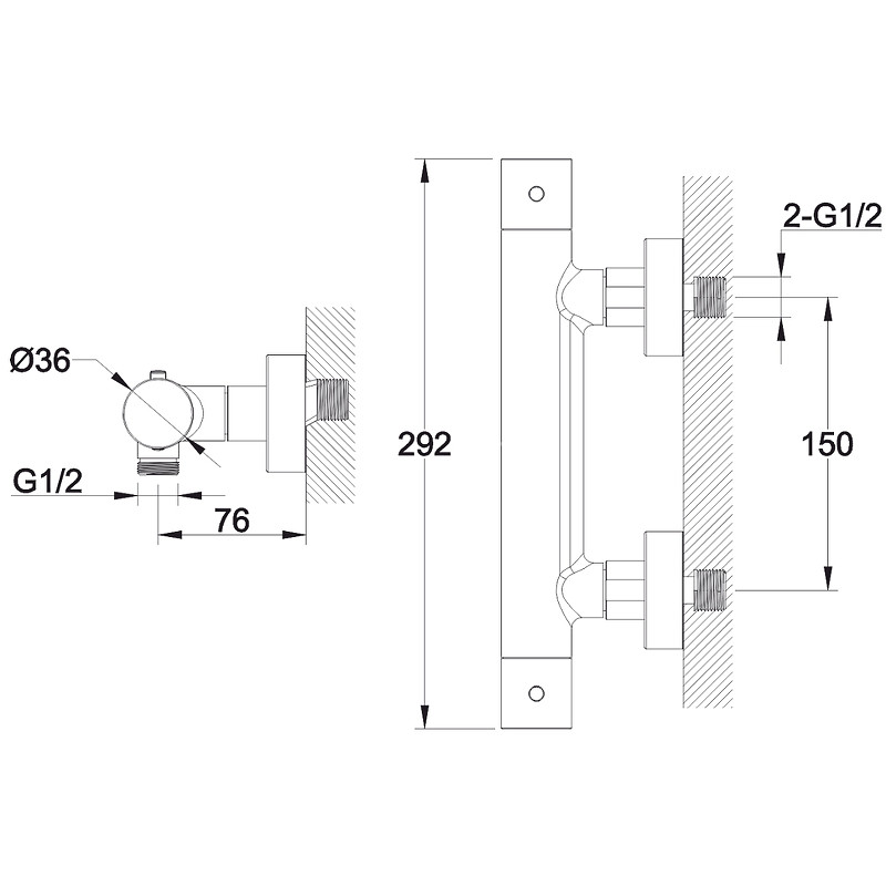 Смеситель для душа Whitecross Y chrome Y1246CR с термостатом Хром латунь на стену