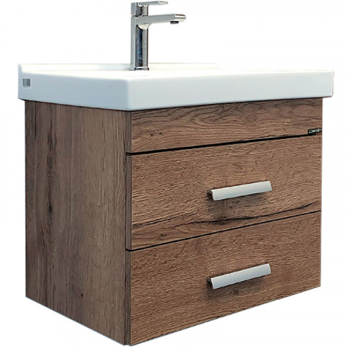 Тумба с раковиной Comforty Никосия 60П 00-00008853 подвесная Дуб темный МДФ / ЛДСП