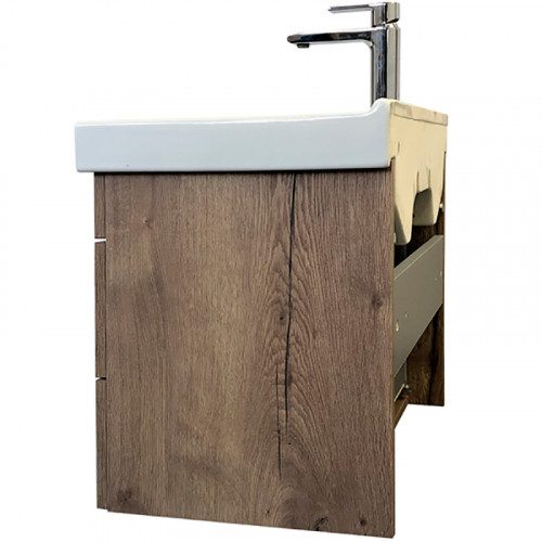 Тумба с раковиной Comforty Никосия 60П 00-00008853 подвесная Дуб темный МДФ / ЛДСП