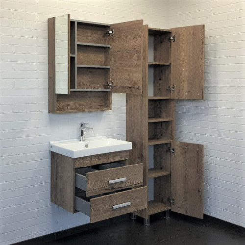 Тумба с раковиной Comforty Никосия 60П 00-00008853 подвесная Дуб темный МДФ / ЛДСП