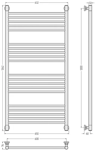 Водяной полотенцесушитель Сунержа Богема+ прямая 120x60 2000-0220-1260 цвет RAL 2000 Жёлто-оранжевый