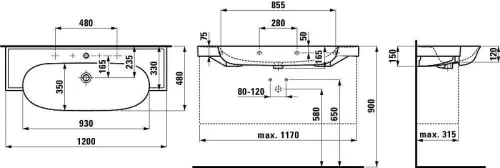 Раковина накладная Laufen The New Classic 120 8.1385.8.757.107.1 цвет Белый