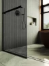 Душевая перегородка Maybah Glass MGD-717-6у 1190х1950 в узком профиле с полотенцедержателем Черный стекло графитовое