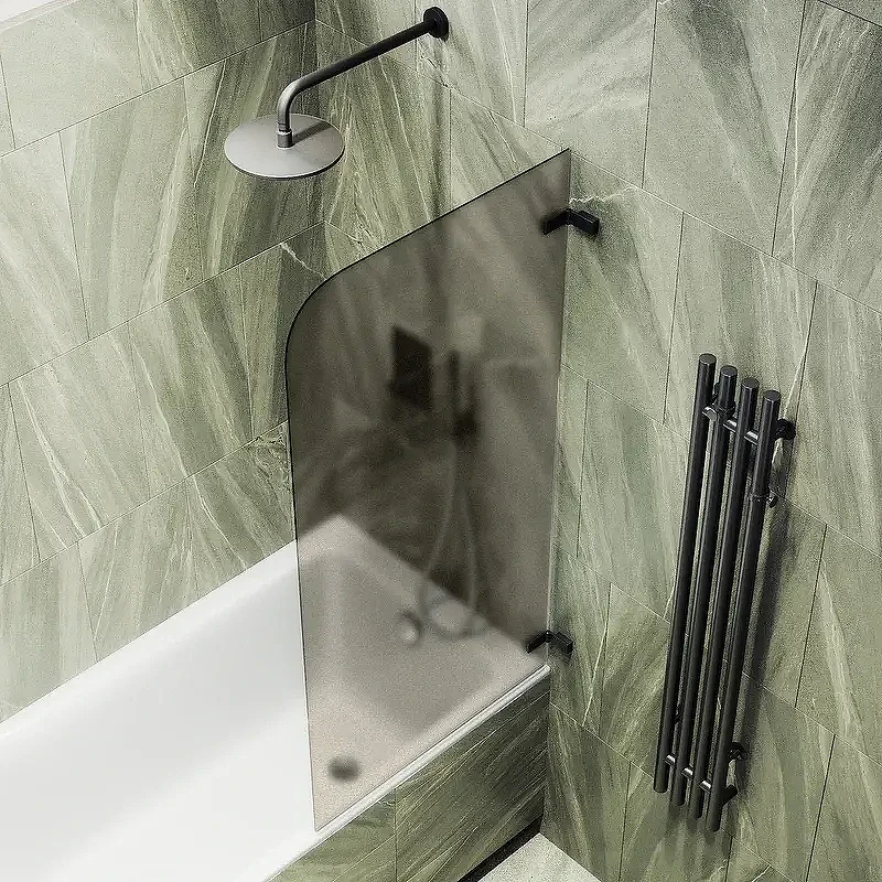 Шторка для ванны Maybah Glass MGV-652-6 705х1400 поворотная на петлях Черный стекло бронзовое матовое