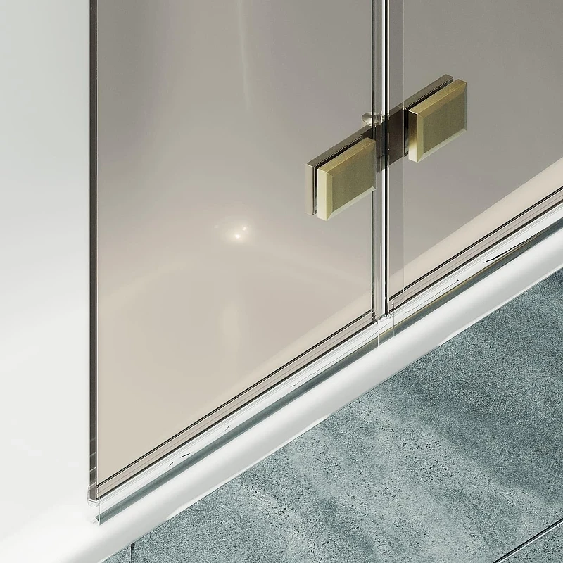 Шторка для ванны Maybah Glass MGV-585-3 980х1400 складная 4 секции Золото стекло бронзовое