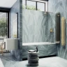 Шторка для ванны Maybah Glass MGV-585-3 980х1400 складная 4 секции Золото стекло бронзовое