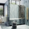 Шторка для ванны Maybah Glass MGV-585-3 980х1400 складная 4 секции Золото стекло бронзовое