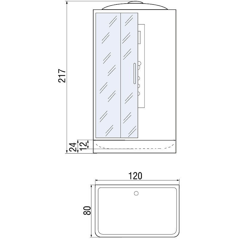 Душевая кабина River Vitim 120x80 ТН 10000003220 с поддоном