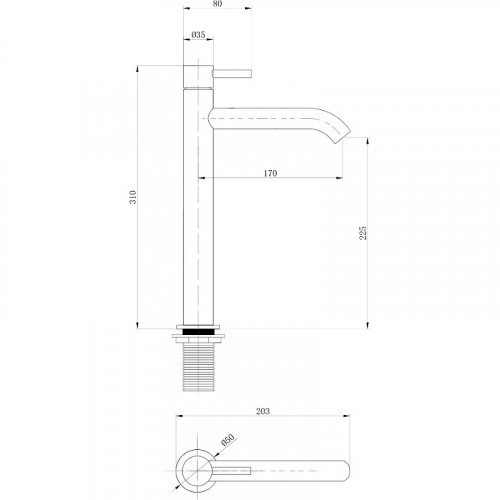 Смеситель для раковины Abber Wasser Kreis AF8111B Черный матовый латунь