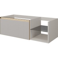 Тумба под раковину Boheme Armadi Art Quatro 6 120 790-M6-120-CM-RIB-MG подвесная Кашемир профиль Золото матовое МДФ / ЛДСП