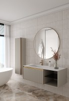 Тумба под раковину Boheme Armadi Art Quatro 6 120 790-M6-120-CM-RIB-MG подвесная Кашемир профиль Золото матовое МДФ / ЛДСП