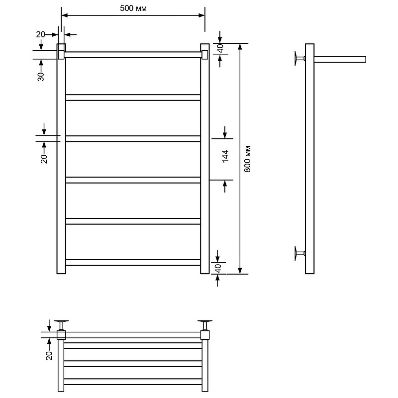 Водяной полотенцесушитель Comfysan Marte-K W-6 80x50 012649 с полкой Хром