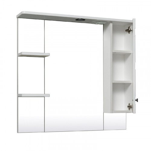 Зеркало со шкафом Runo Турин 85 R УТ000002105 с подсветкой Белое МДФ / ЛДСП, стекло
