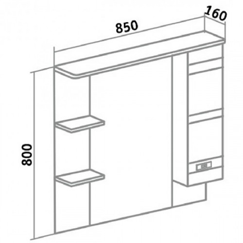 Зеркало со шкафом Runo Турин 85 R УТ000002105 с подсветкой Белое МДФ / ЛДСП, стекло