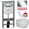 Комплект унитаза с инсталляцией Ceramicanova Play CN3001_1001CH_1000 с сиденьем Микролифт и клавишей смыва Хром фаянс подвесной