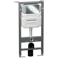 Комплект унитаза с инсталляцией Ceramicanova Play CN3001_1001CH_1000 с сиденьем Микролифт и клавишей смыва Хром фаянс подвесной