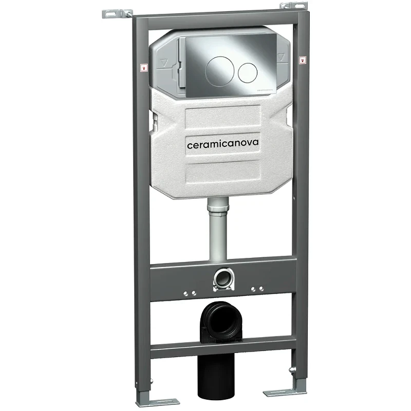 Комплект унитаза с инсталляцией Ceramicanova Play CN3001_1001CH_1000 с сиденьем Микролифт и клавишей смыва Хром фаянс подвесной