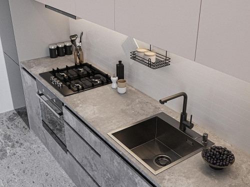 Кухонная мойка Emar PVD 50 EMB-117A PVD цвет Nano Dark