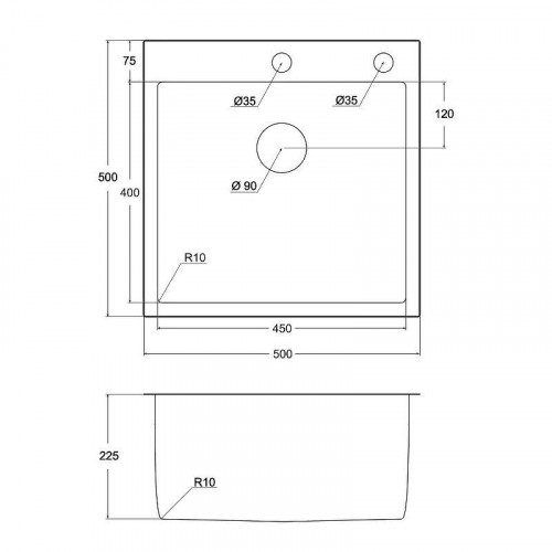 Кухонная мойка Emar PVD 50 EMB-117A PVD цвет Nano Dark
