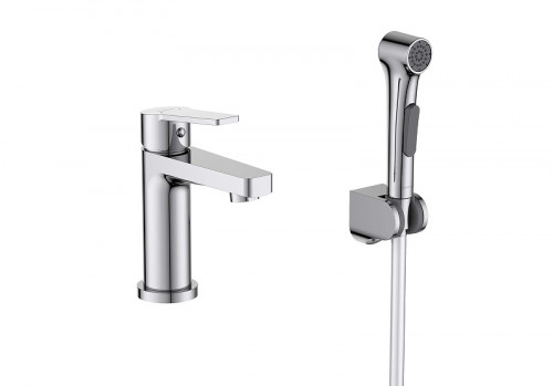 Смеситель для раковины Aquatek Лугано AQ1712CR с гигиеническим душем цвет Хром