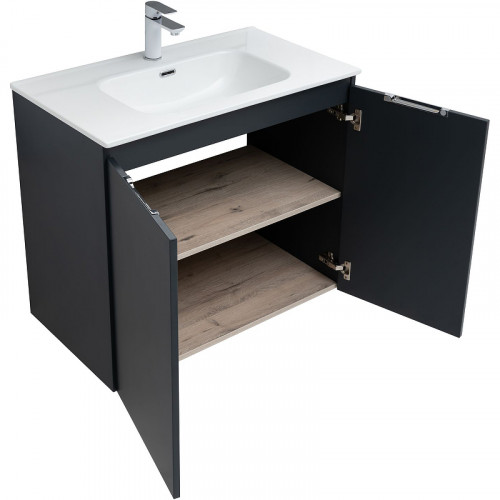 Тумба под раковину Aquanet Алвита New 80 277527 подвесная Антрацит МДФ / ЛДСП