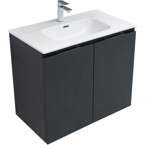 Тумба под раковину Aquanet Алвита New 80 277527 подвесная Антрацит МДФ / ЛДСП