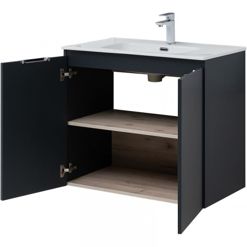 Тумба под раковину Aquanet Алвита New 80 277527 подвесная Антрацит МДФ / ЛДСП