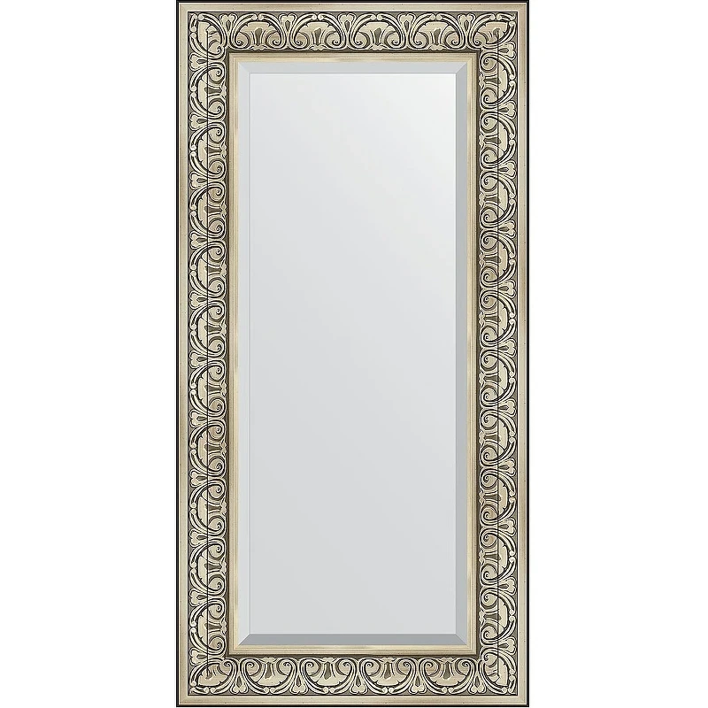 Зеркало Evoform Exclusive 120х60 BY 3502 с фацетом в багетной раме - Барокко серебро 106 мм стекло