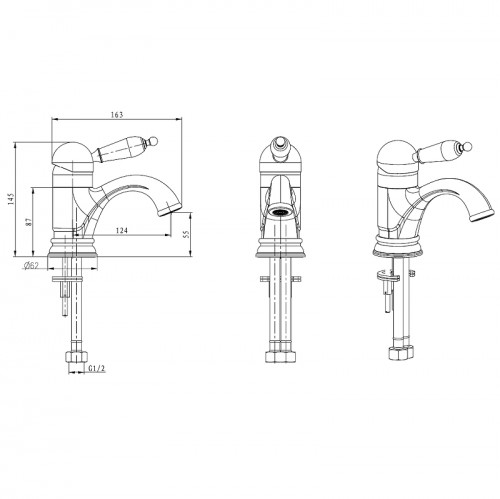 Смеситель для раковины Boheme Tradizionale Nero 241 Хром латунь