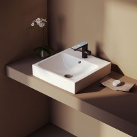 Раковина Berges Strati 48 182005 Белая глянцевая фарфор подвесная, накладная, полувстраиваемая