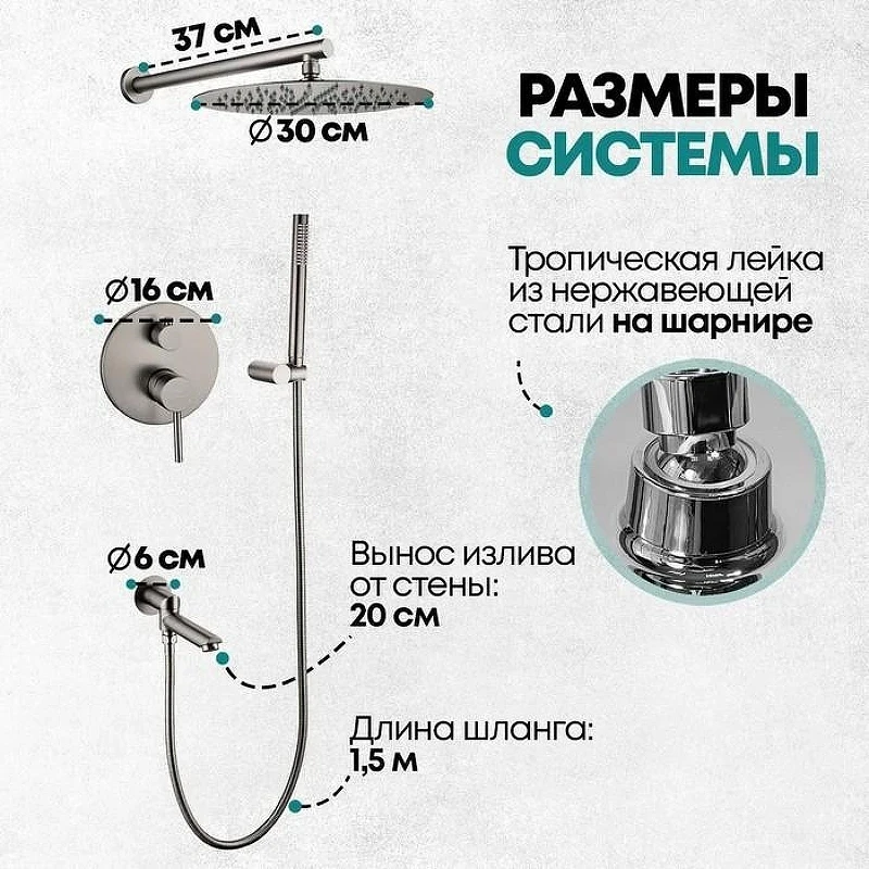Душевая система Grocenberg GB5099BG-1 Графит