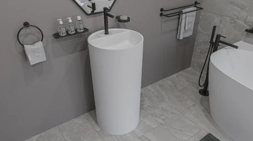 Раковина Whitecross Pantheon 43 0708.043043.200 Белая матовая искусственный камень (литьевой мрамор) напольный