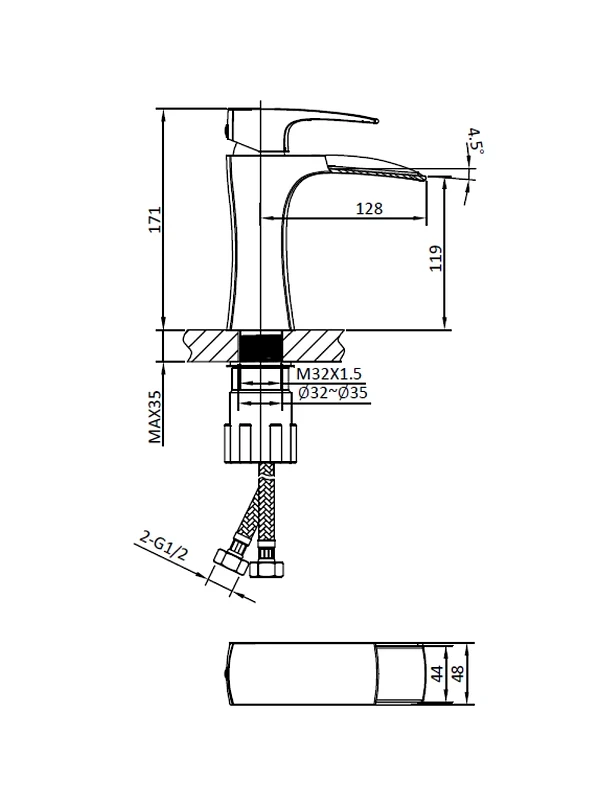 Смеситель для раковины AltroBagno Cascata 0110 Cr цвет Хром