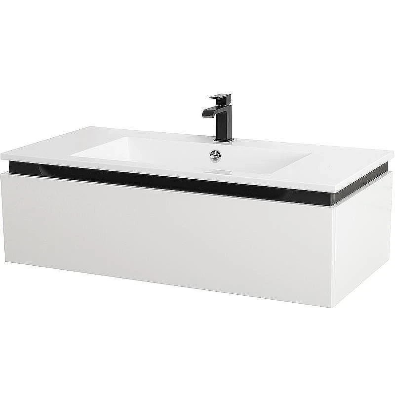 Тумба с раковиной Cezares Slider 100 SLIDER-1000-1C-SO-BO+100 CZR-1000/480-LV-MR-PRS подвесная Bianco Opaco