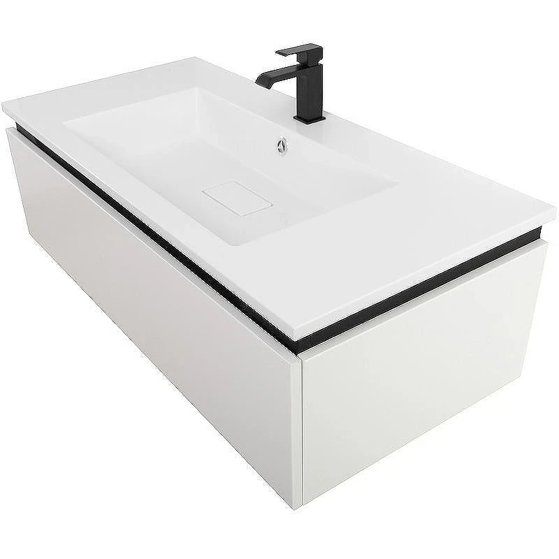 Тумба с раковиной Cezares Slider 100 SLIDER-1000-1C-SO-BO+100 CZR-1000/480-LV-MR-PRS подвесная Bianco Opaco