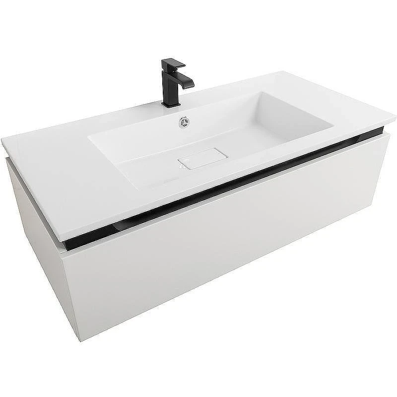Тумба с раковиной Cezares Slider 100 SLIDER-1000-1C-SO-BO+100 CZR-1000/480-LV-MR-PRS подвесная Bianco Opaco