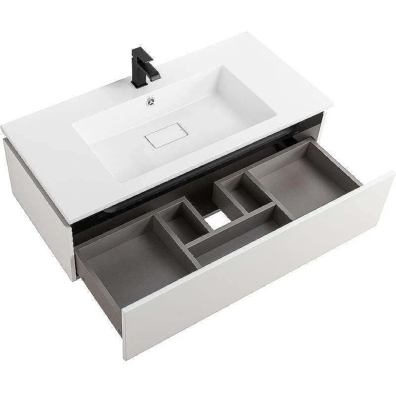 Тумба с раковиной Cezares Slider 100 SLIDER-1000-1C-SO-BO+100 CZR-1000/480-LV-MR-PRS подвесная Bianco Opaco