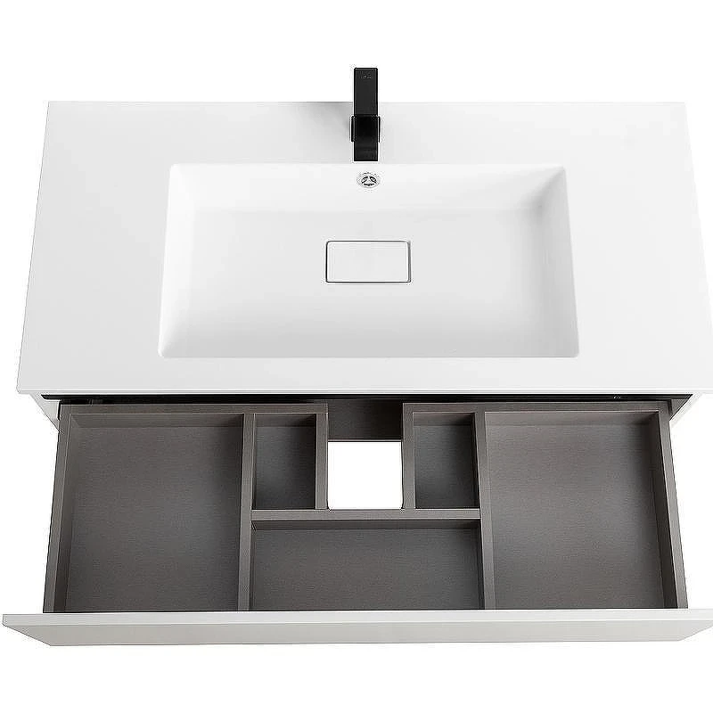 Тумба с раковиной Cezares Slider 100 SLIDER-1000-1C-SO-BO+100 CZR-1000/480-LV-MR-PRS подвесная Bianco Opaco