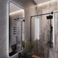 Зеркало Bond Loft 60x120 M35ZE-60120 с подсветкой Черное глянцевое с бесконтактным выключателем МДФ / ЛДСП, стекло