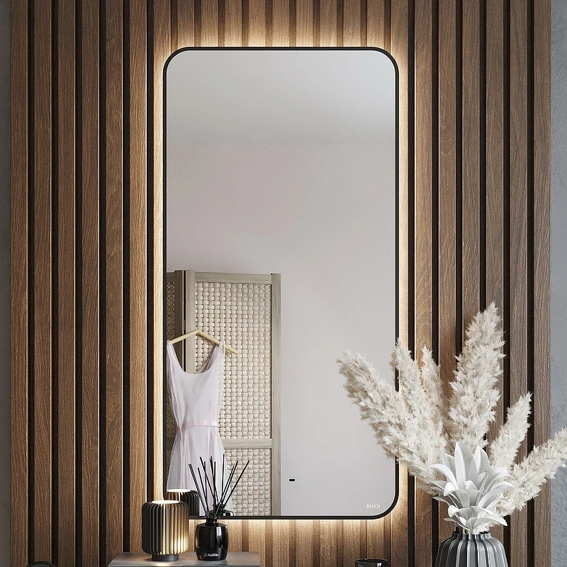 Зеркало Bond Loft 60x120 M35ZE-60120 с подсветкой Черное глянцевое с бесконтактным выключателем МДФ / ЛДСП, стекло