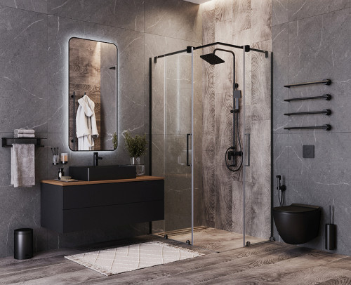 Зеркало Bond Loft 60x120 M35ZE-60120 с подсветкой Черное глянцевое с бесконтактным выключателем МДФ / ЛДСП, стекло