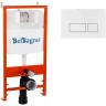 Комплект унитаза с инсталляцией BelBagno Loto BB070CHR/SC/BB026/BB042BL с сиденьем Микролифт и Белой глянцевой клавишей смыва фаянс подвесной